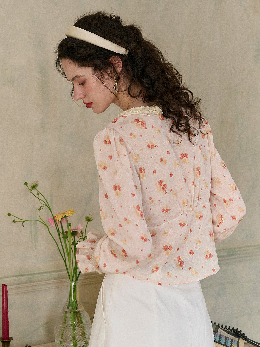 【Final Sale】Laurel V-Neck Floral Blouse - Orange