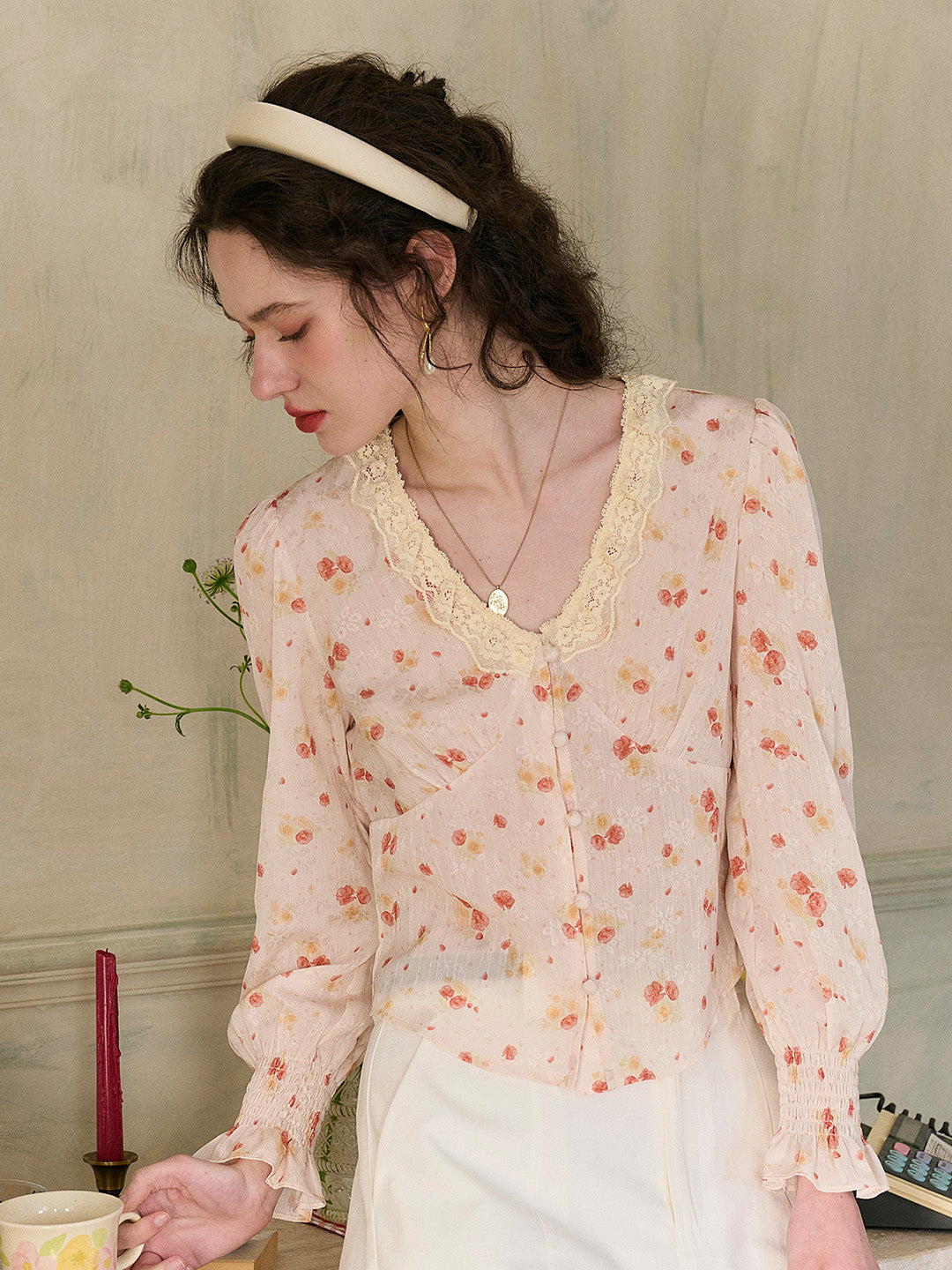 【Final Sale】Laurel V-Neck Floral Blouse - Yellow