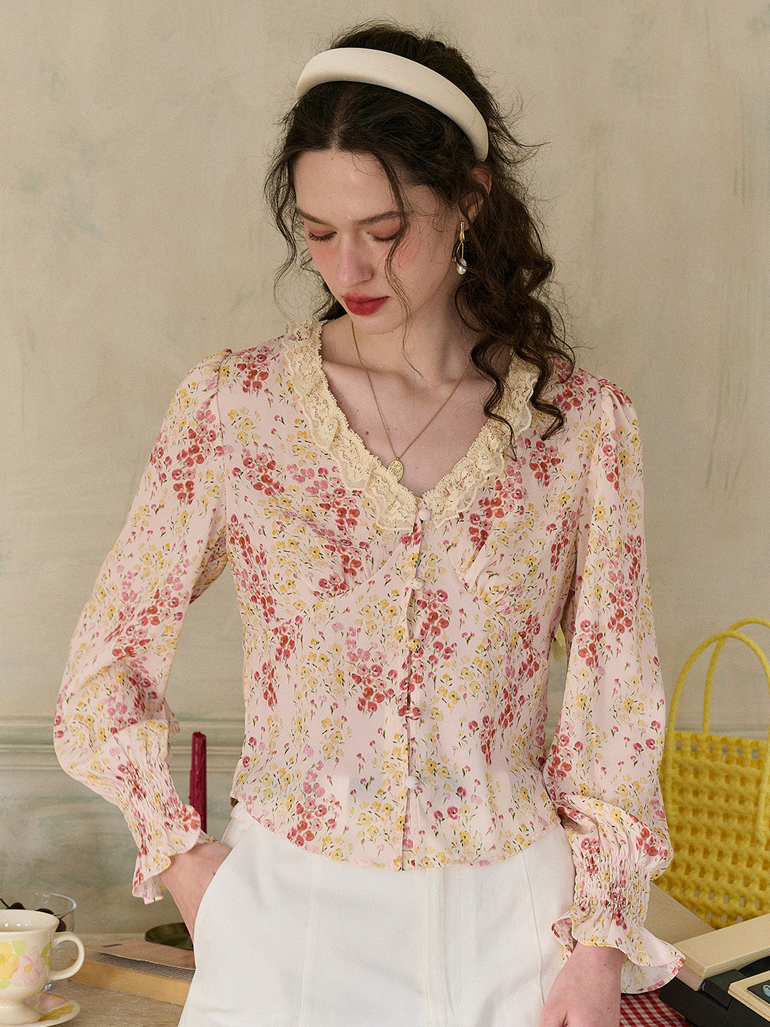 【Final Sale】Laurel V-Neck Floral Blouse - Orange