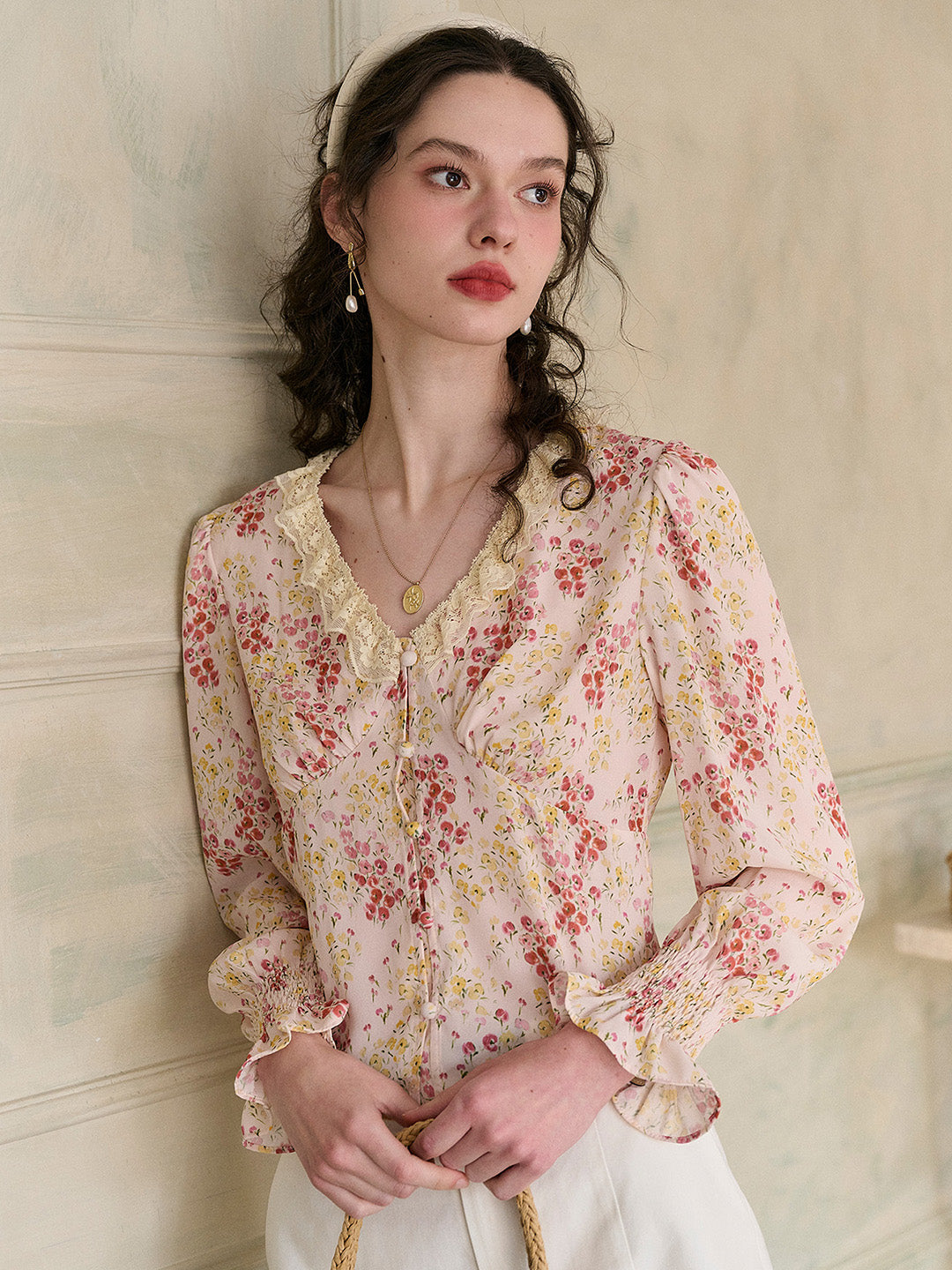 【Final Sale】Laurel V-Neck Floral Blouse - Orange