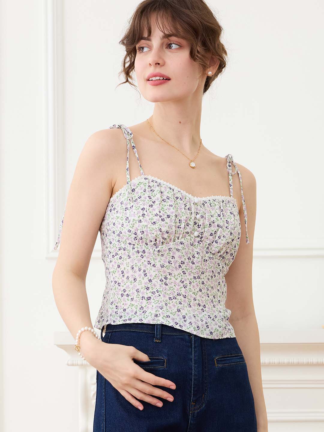 【Final Sale】Louisa Floral V-neck Strappy Top