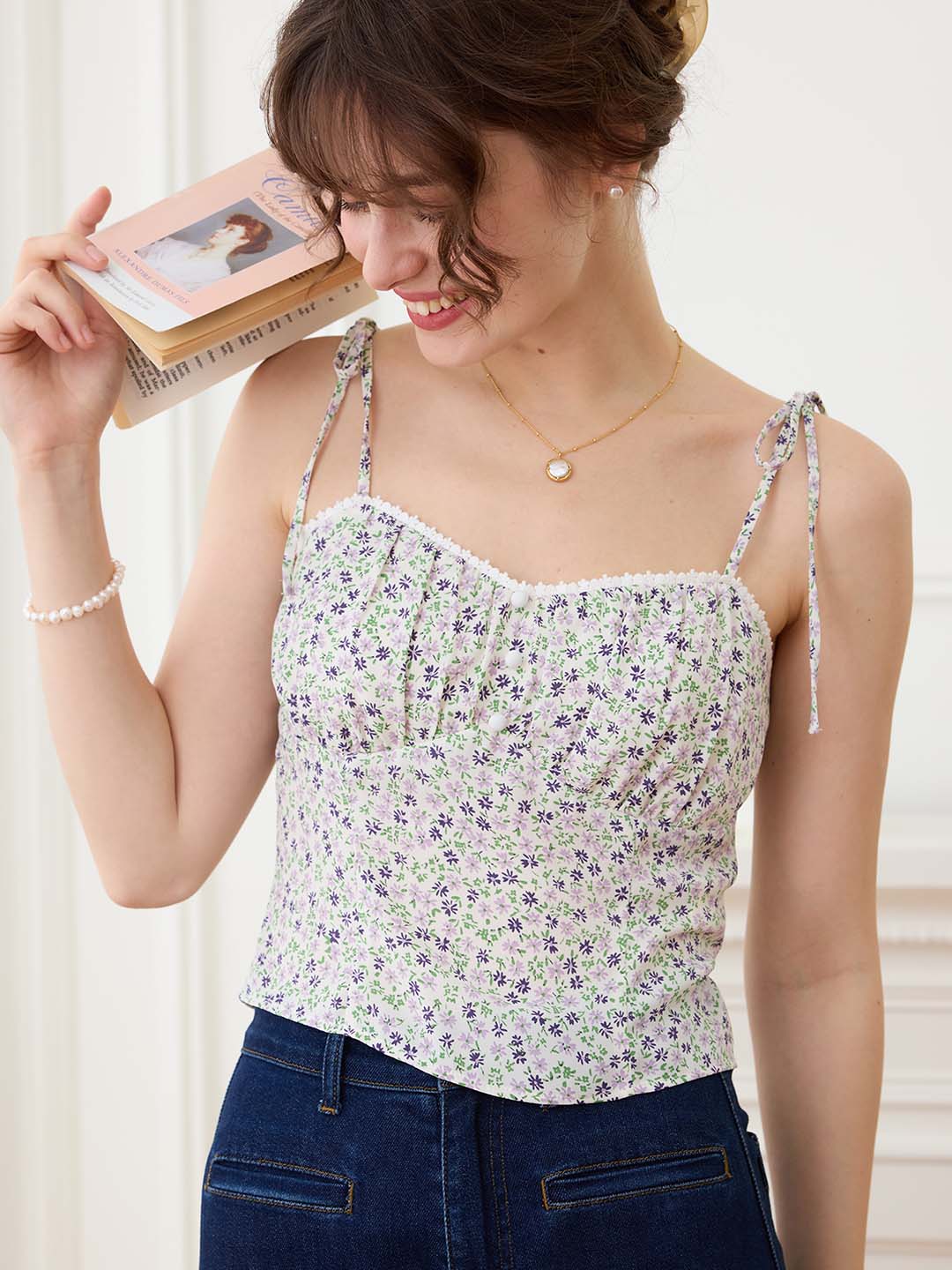 【Final Sale】Louisa Floral V-neck Strappy Top