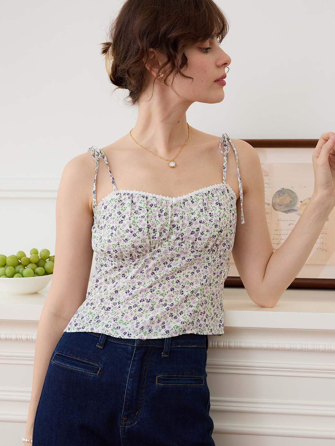 【Final Sale】Louisa Floral V-neck Strappy Top