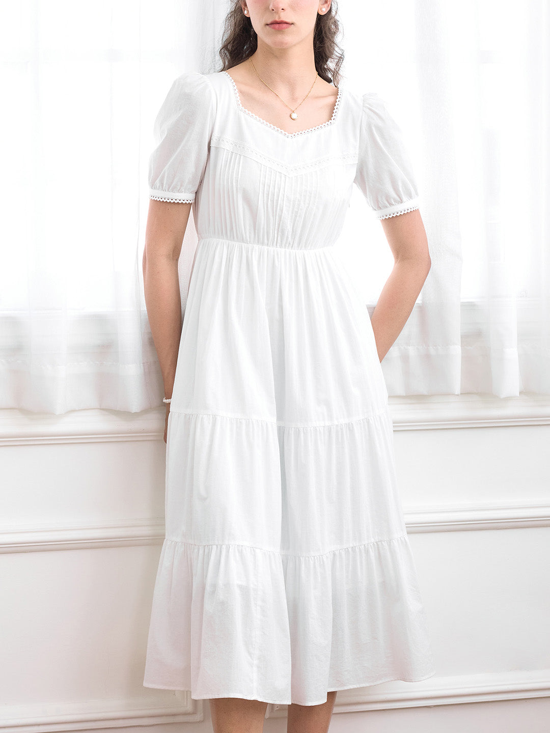 【Final Sale】Allyson Sweetheart Neck Ruffle Hem Cotton Dress