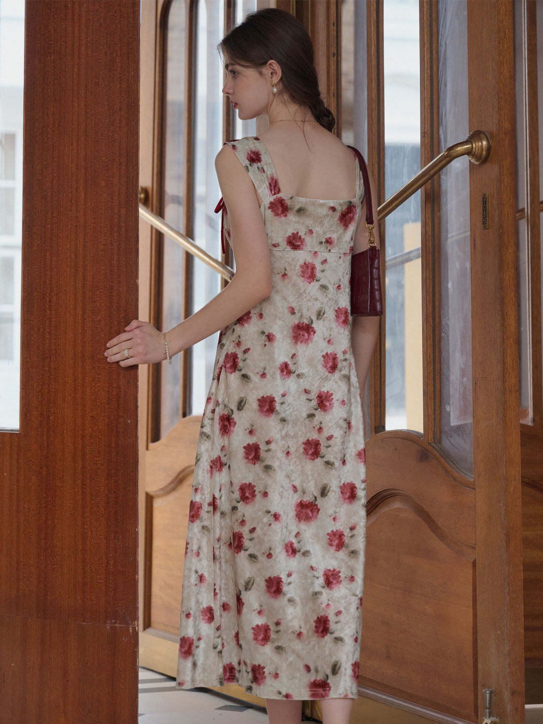 Raelynn  Floral Print Contrast Binding Ruched Bust Dress