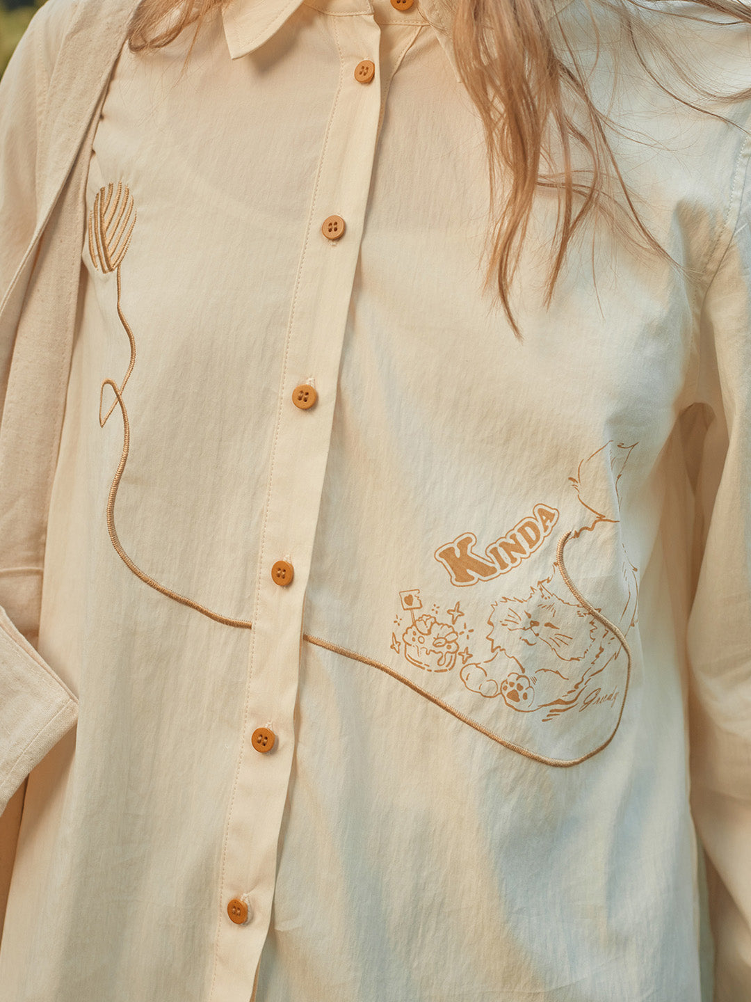 Keira Lapel Embroidery Shirt - Yellow