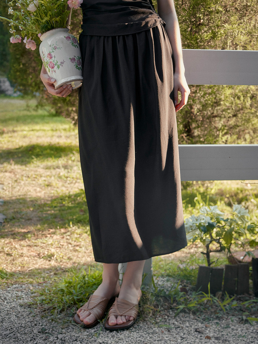 Annabelle Simple Black Wool Skirt