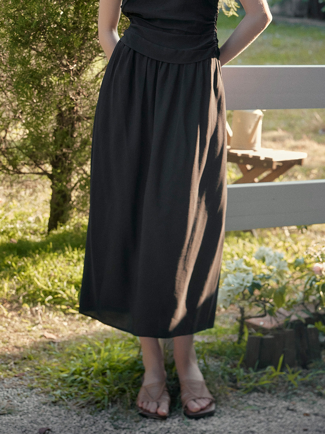 Annabelle Simple Black Wool Skirt