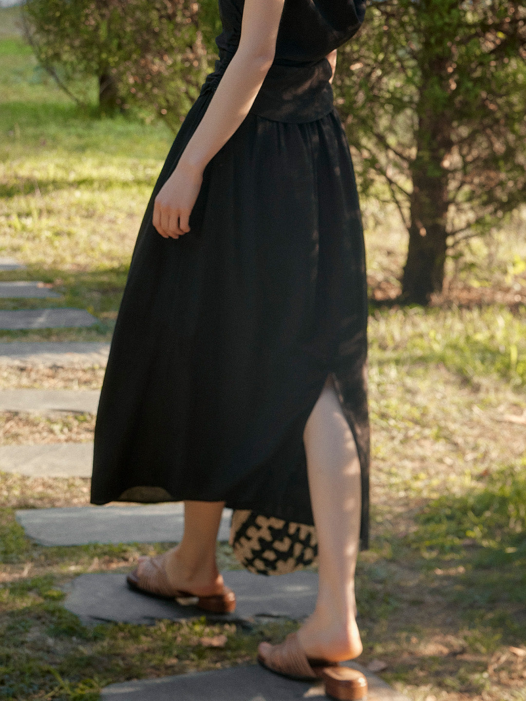 Annabelle Simple Black Wool Skirt