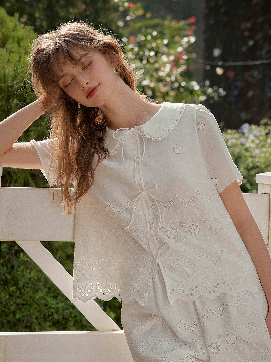 Alayna Peter Pan Collar Embroidery Cotton Blouse