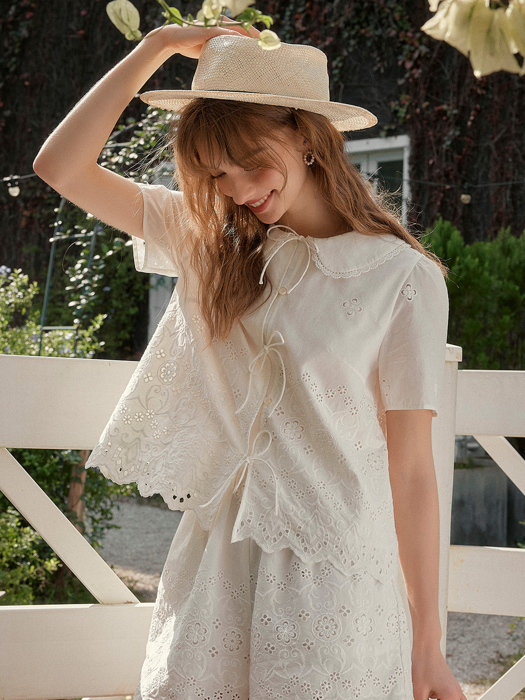 Alayna Peter Pan Collar Embroidery Cotton Blouse