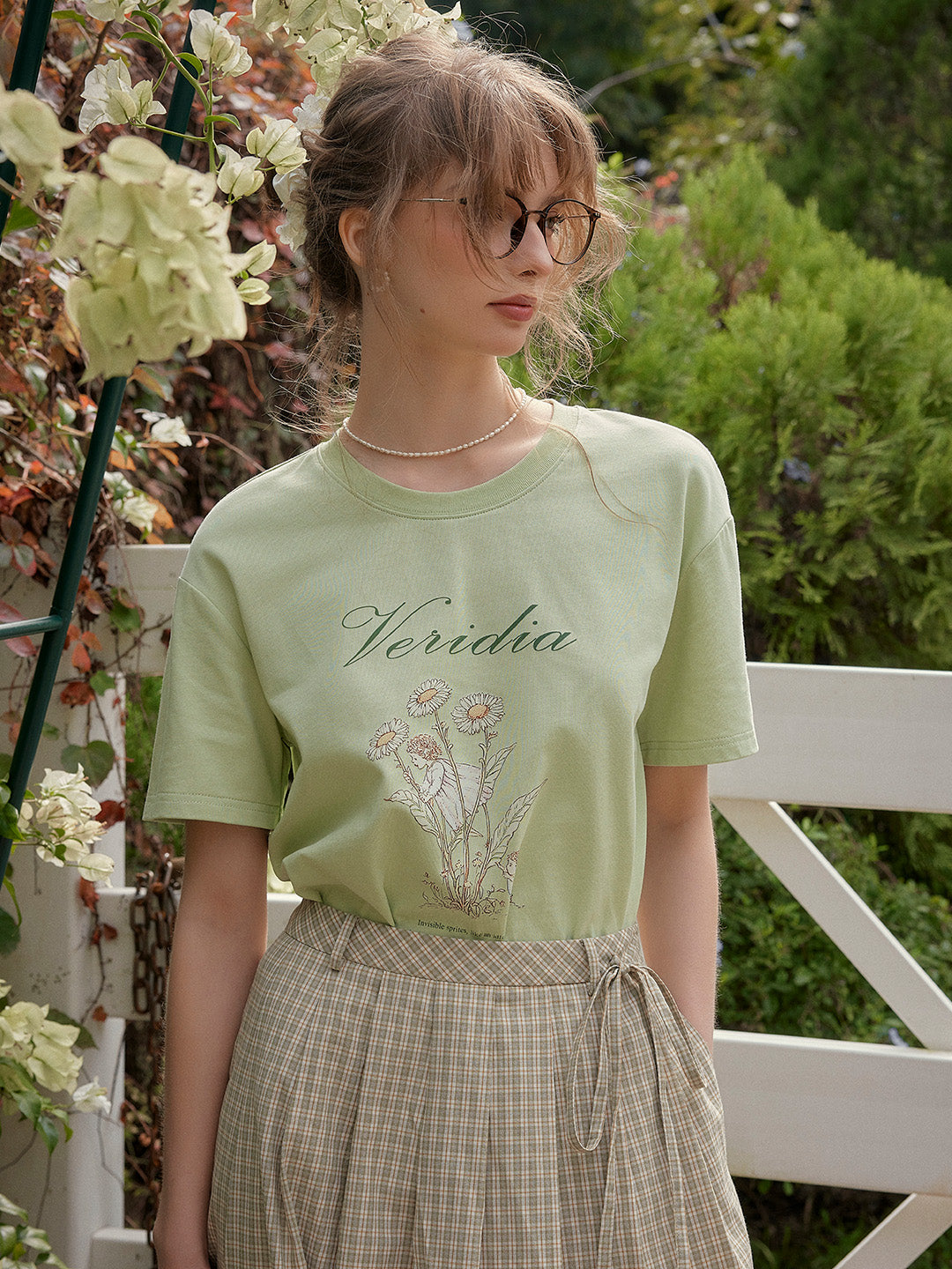 Maci Round Neck Vintage Pattern T-shirt - Apricot