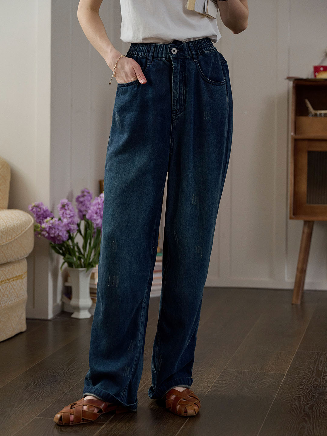 Jayla Vintage High-rise Straight-leg Drawstring Jeans