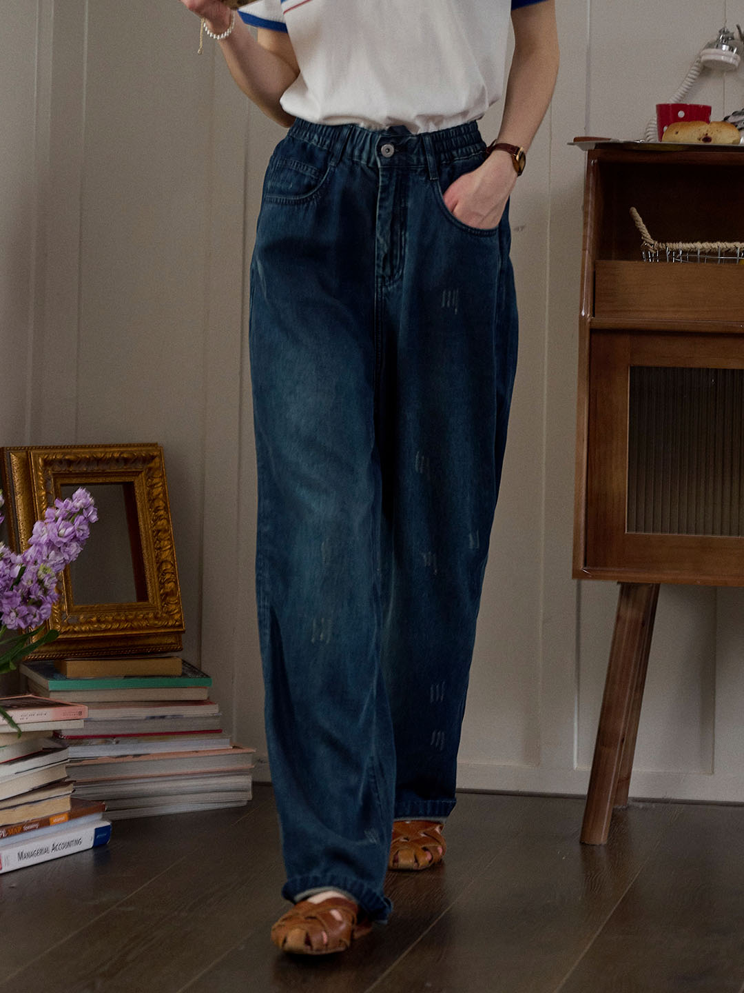 Jayla Vintage High-rise Straight-leg Drawstring Jeans