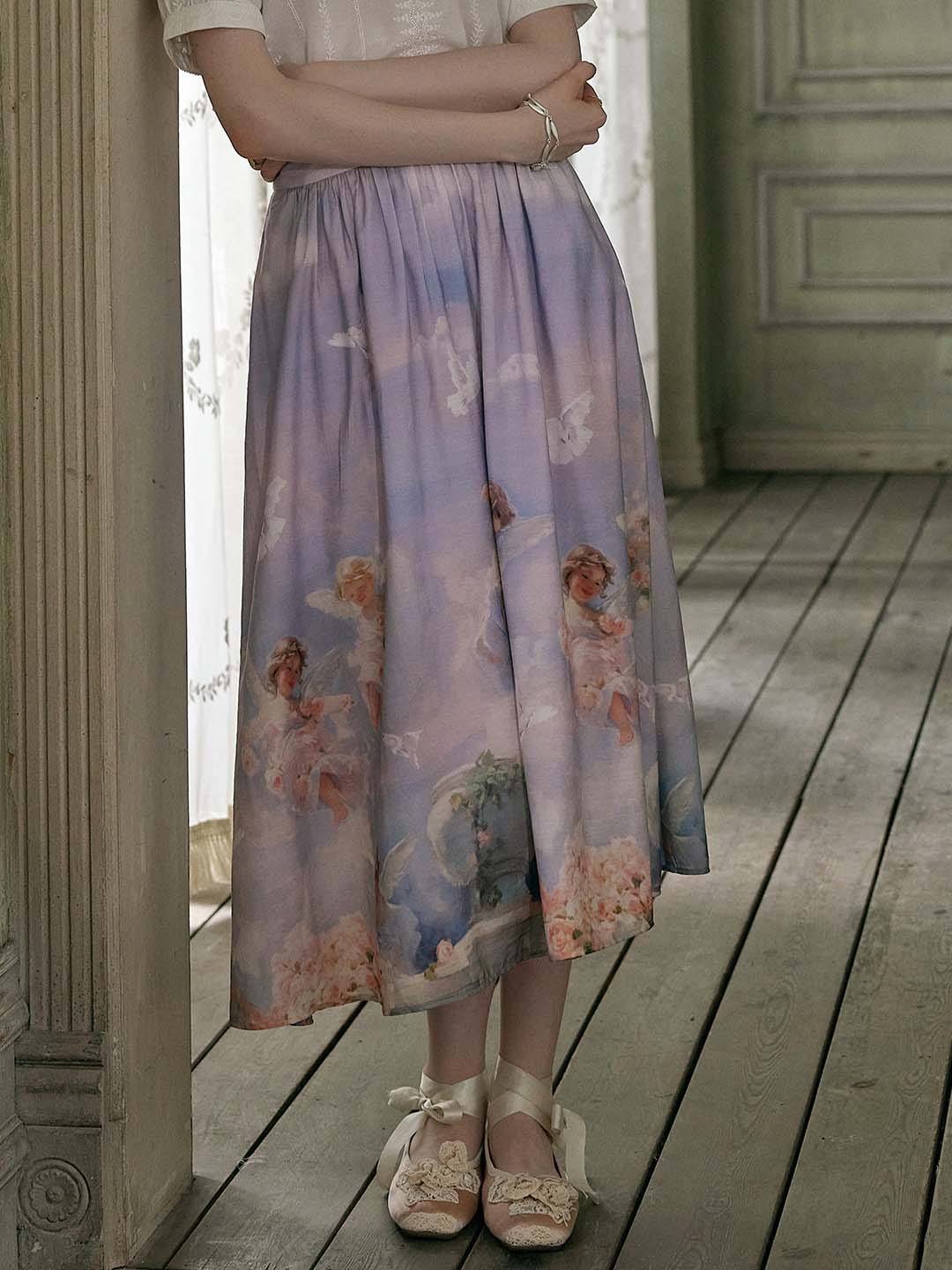 Willa Exclusive Custom Angel Print A Line Skirt