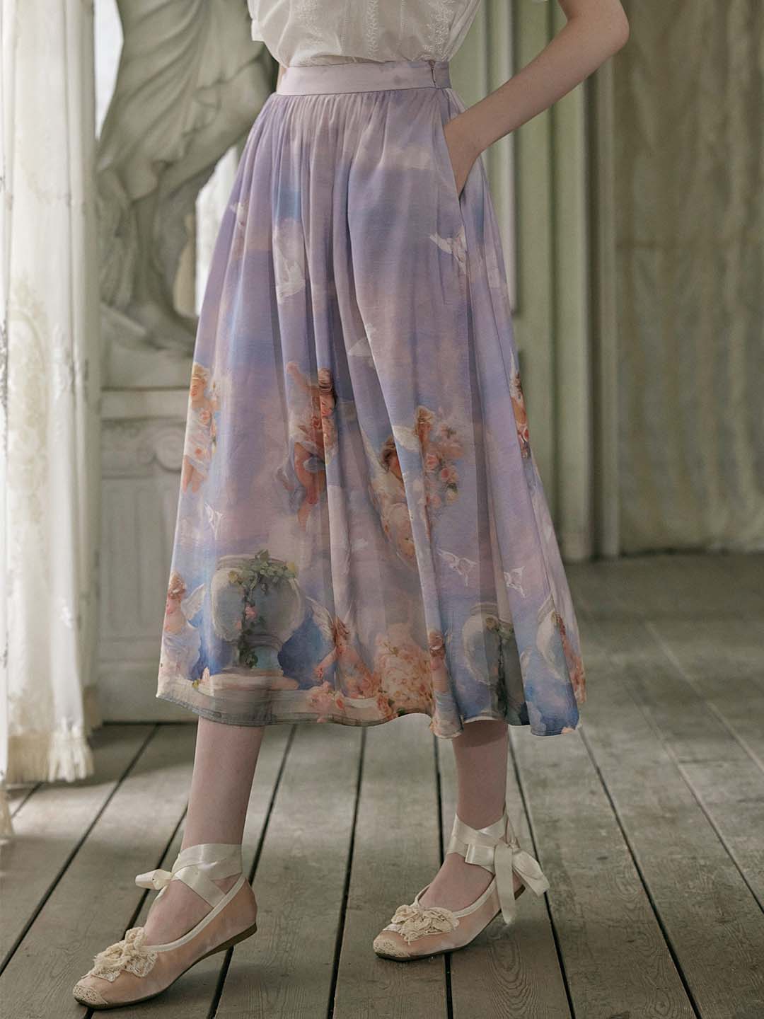 Willa Exclusive Custom Angel Print A Line Skirt