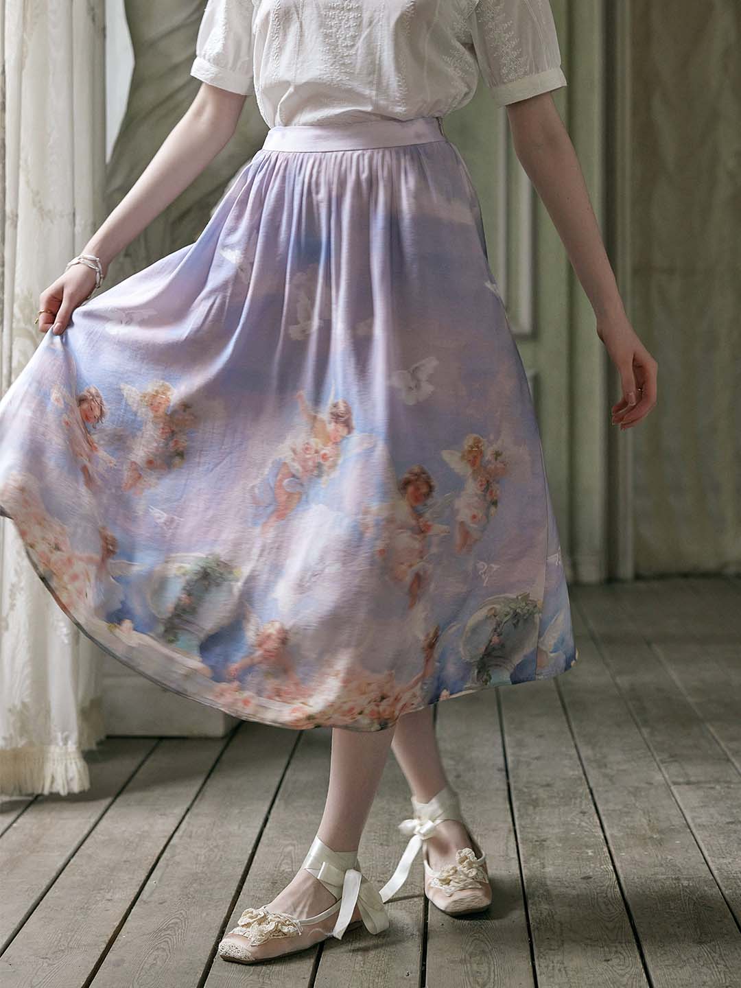 Willa Exclusive Custom Angel Print A Line Skirt