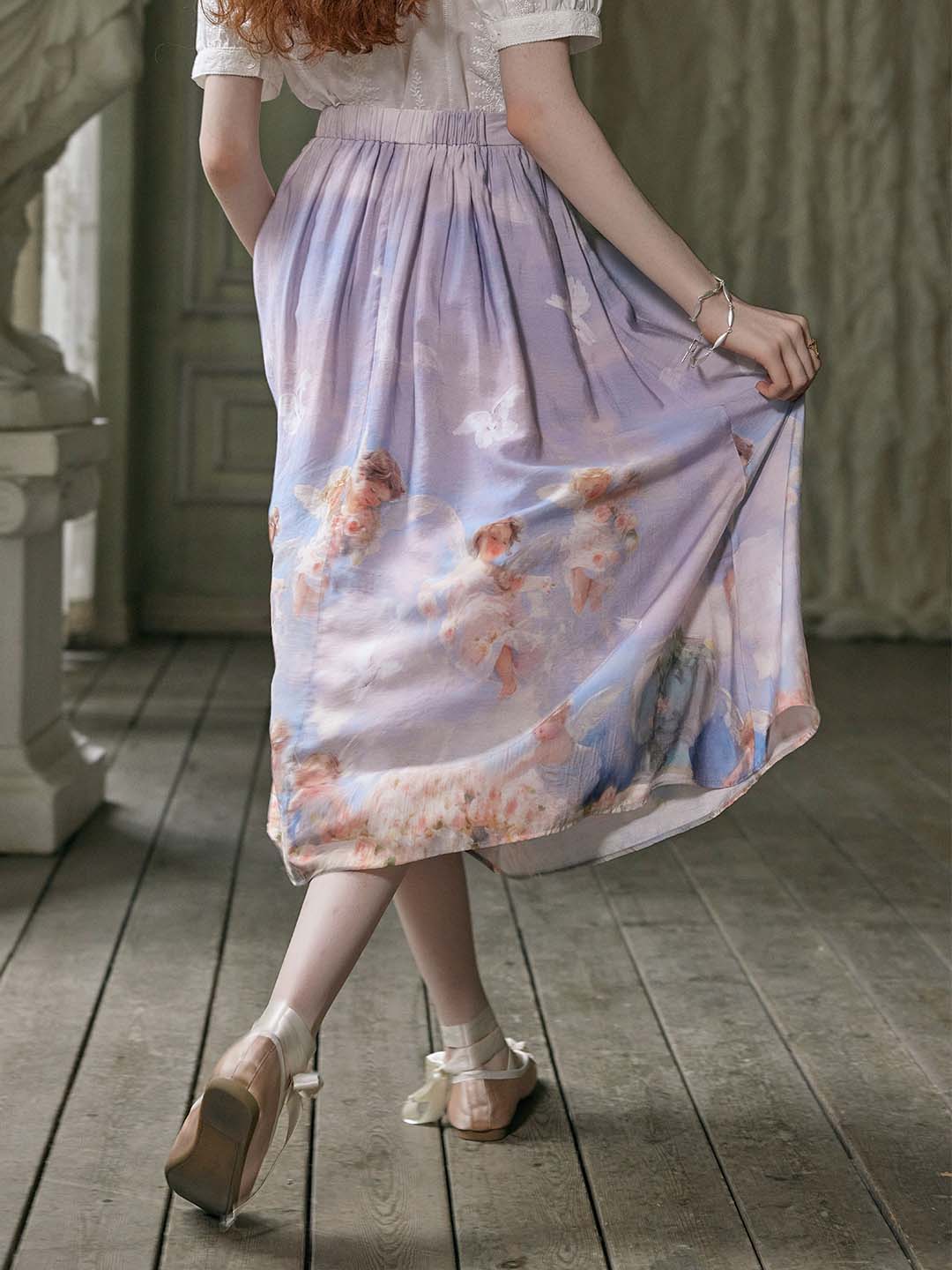 Willa Exclusive Custom Angel Print A Line Skirt