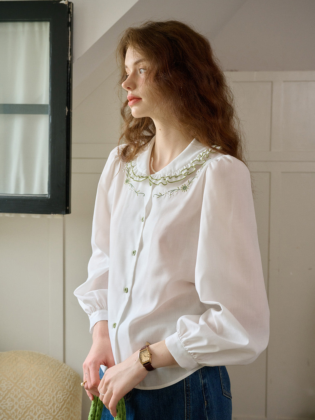 【Final Sale】Keira Lace Collar Long Sleeve Blouse