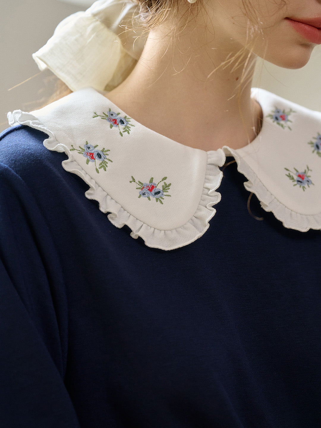 【Final Sale】Doutzen Square Collar Embroidery Dress