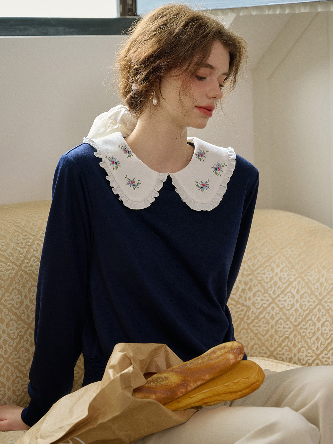 【Final Sale】Doutzen Square Collar Embroidery Dress