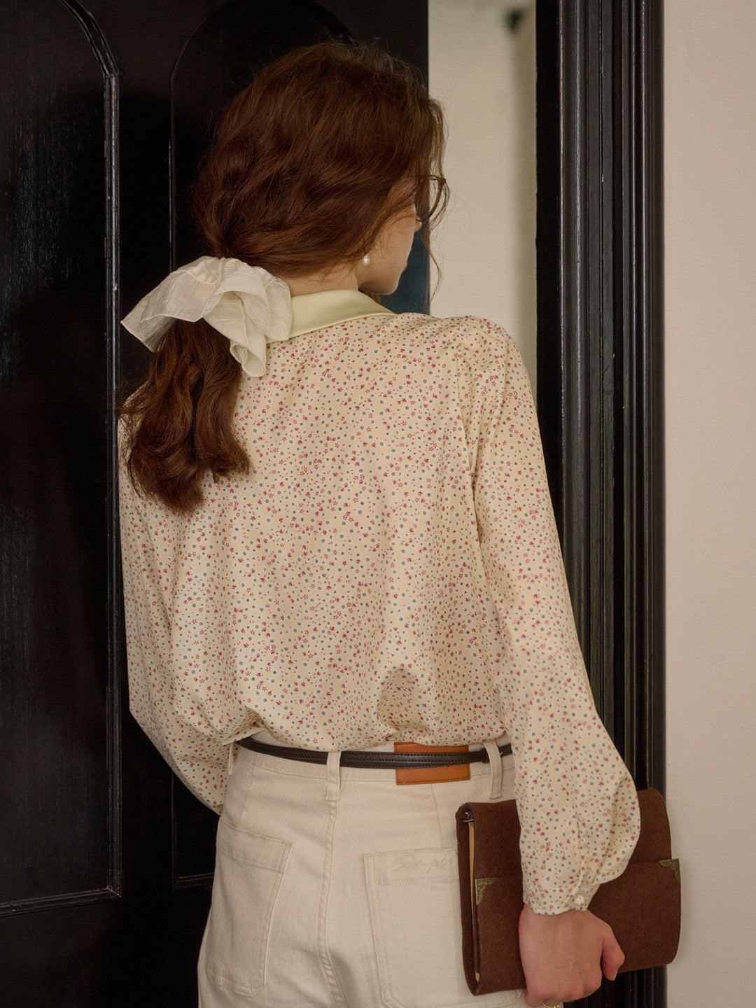 【Final Sale】Alexis Long Sleeve Patchwork Peter Pan Collar Embroidery Casual Blouse