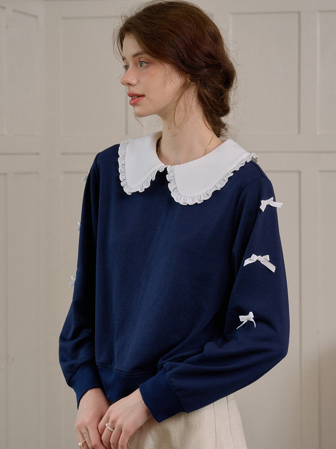 【Final Sale】Karen Peter Pan Collar  Sweatershirt