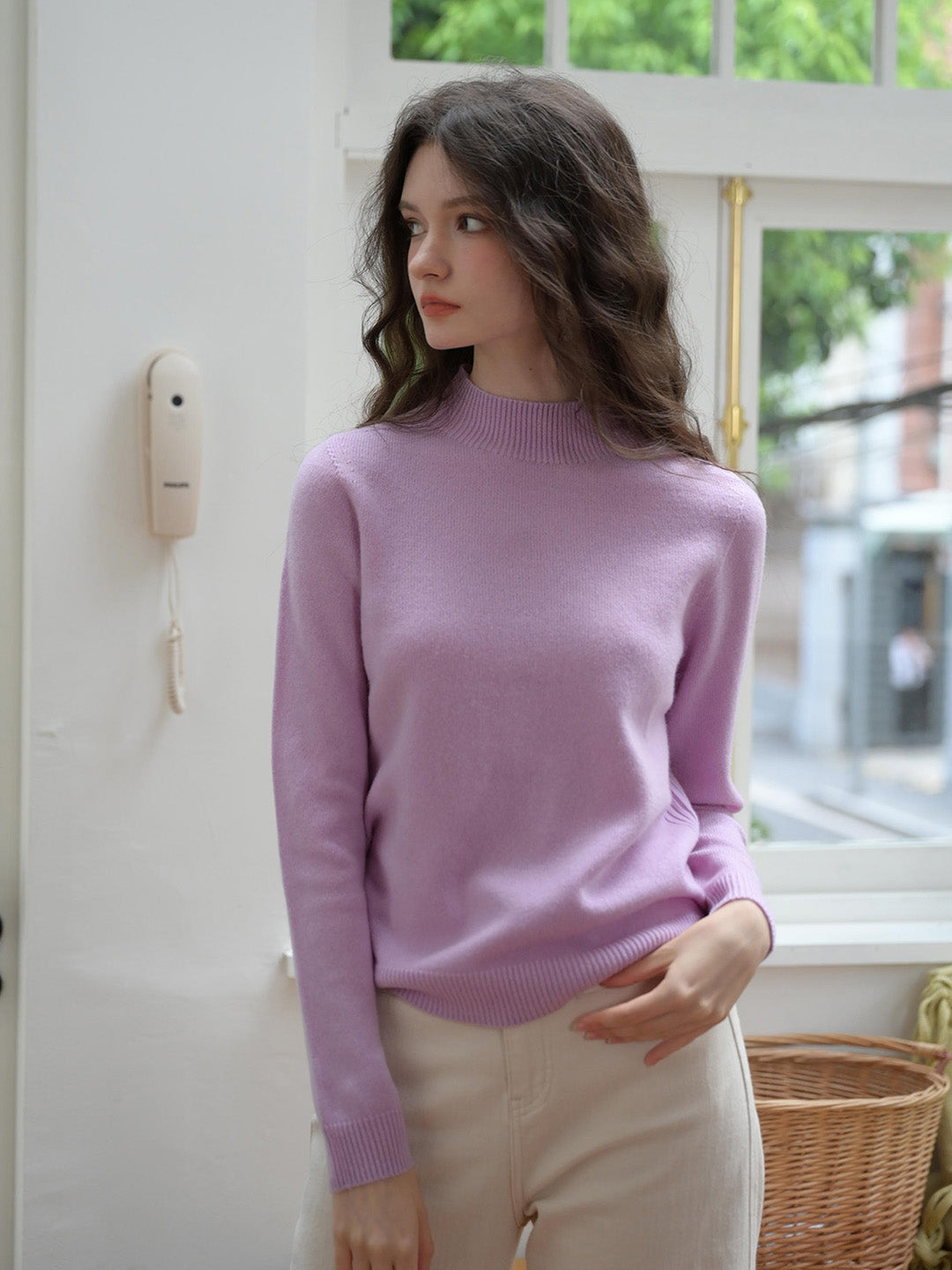 【Final Sale】Emily Mockneck 100% Wool Sweater - Purple