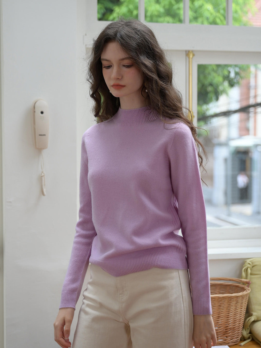 【Final Sale】Emily Mockneck 100% Wool Sweater - Purple