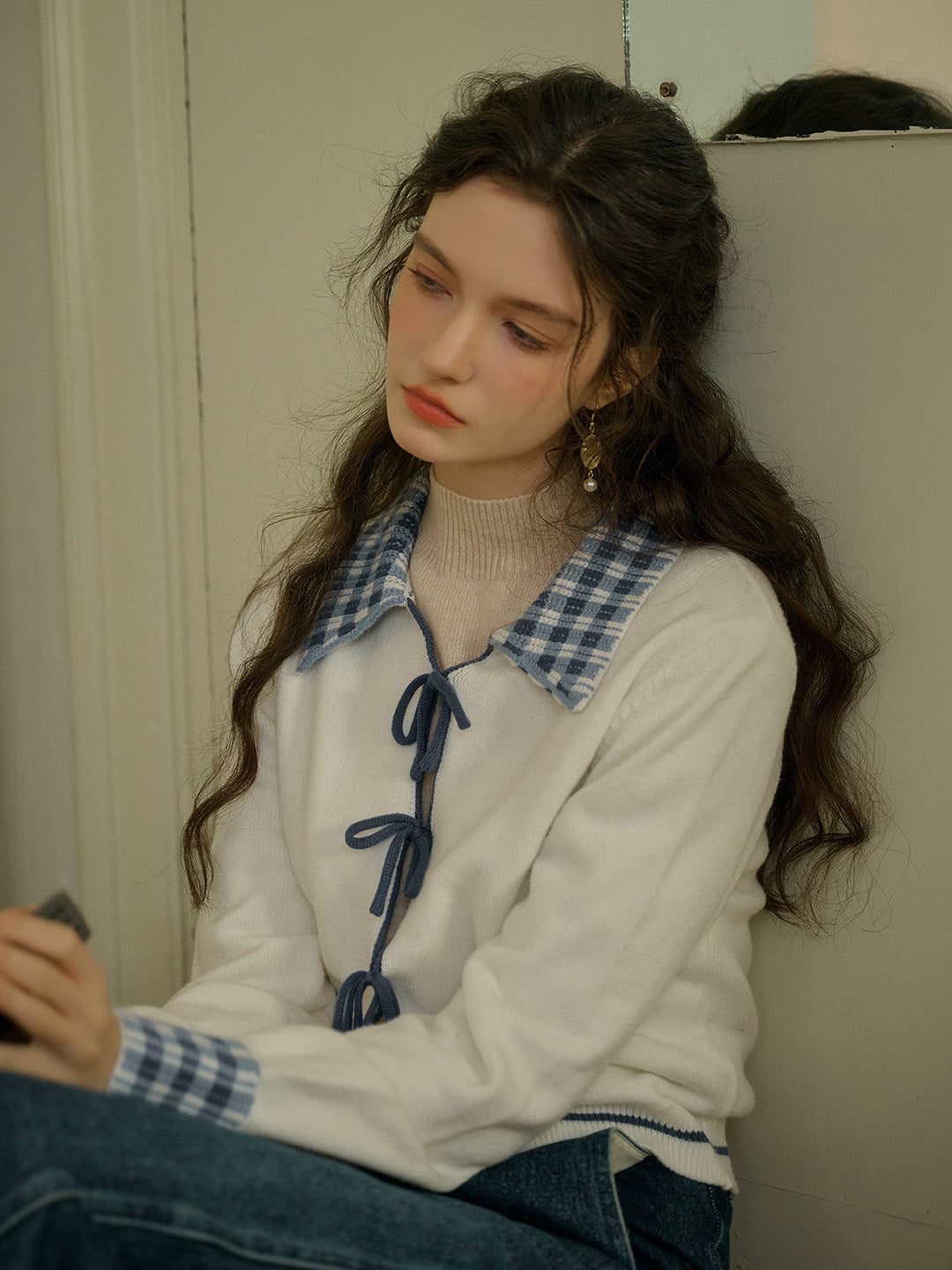 【Final Sale】Rosie Speard Collar Lace-up Cardigan