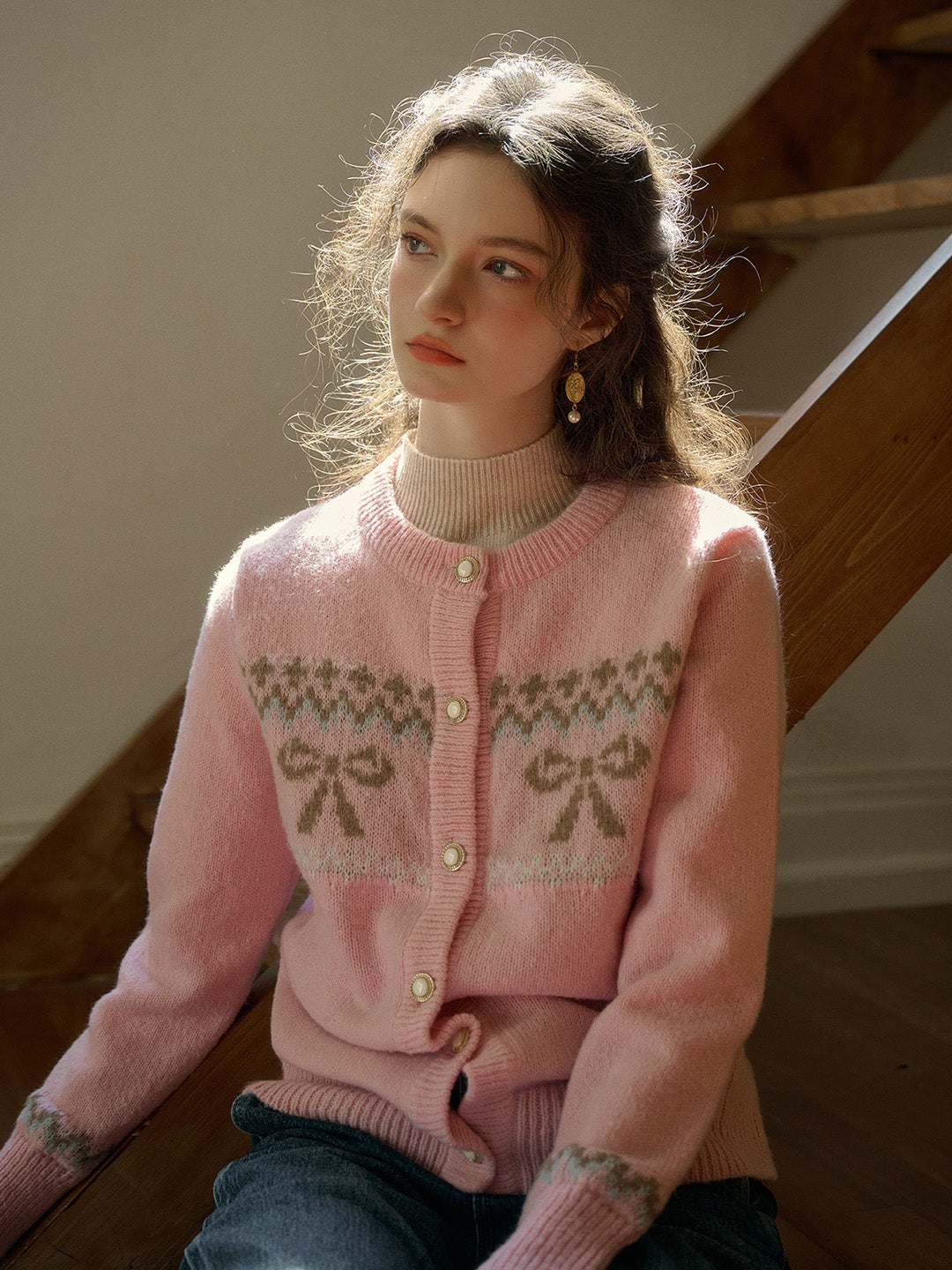 【Final Sale】Zoey Round Neck Bow Patter Sweater