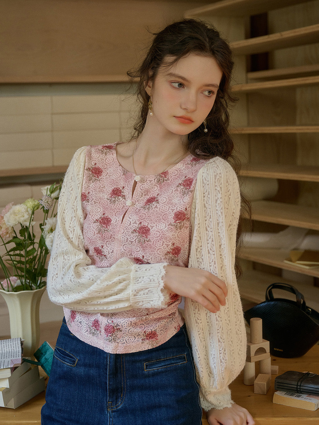 【Final Sale】Maren Round Neck Rose Blouse