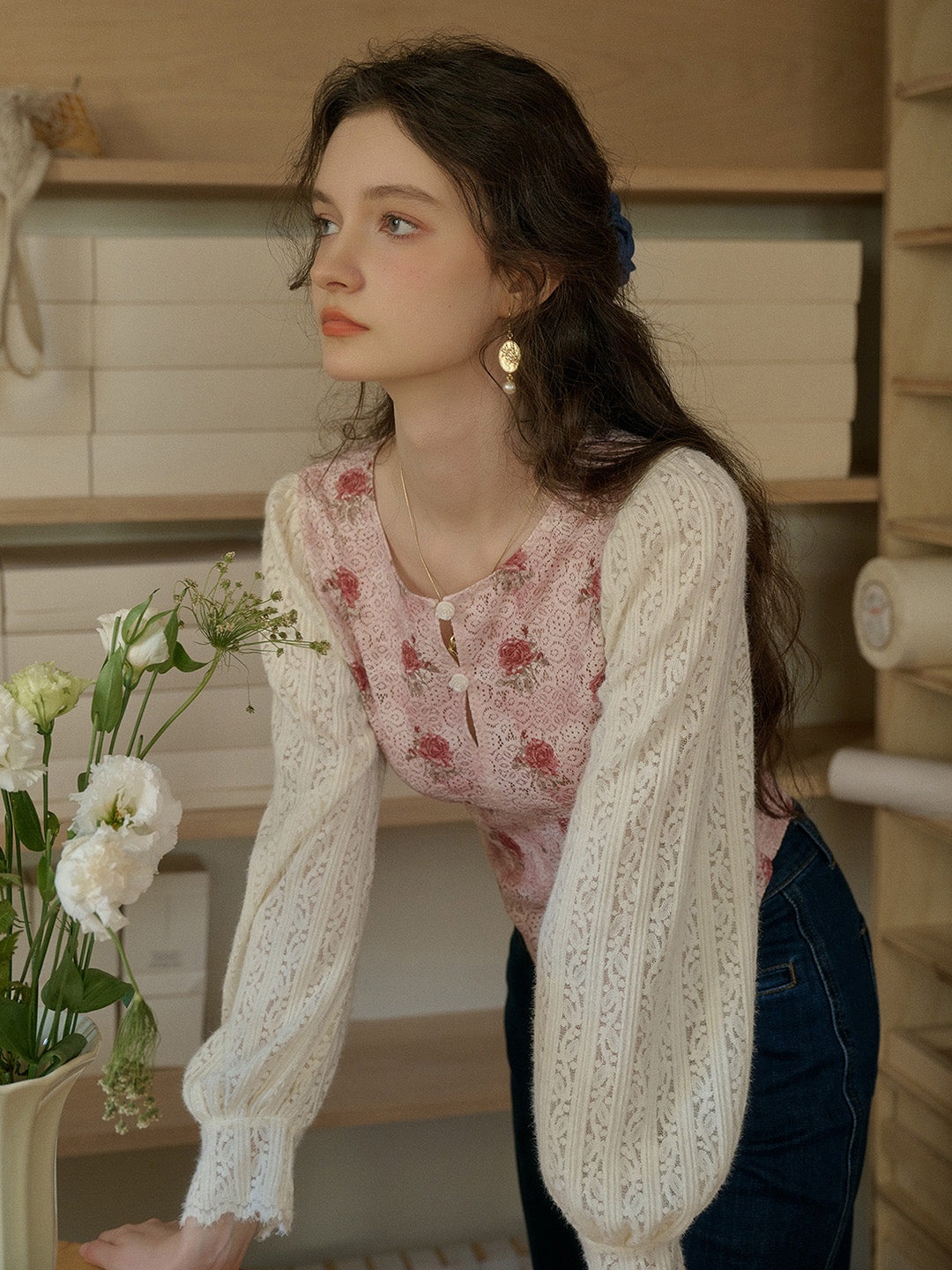 【Final Sale】Maren Round Neck Rose Blouse