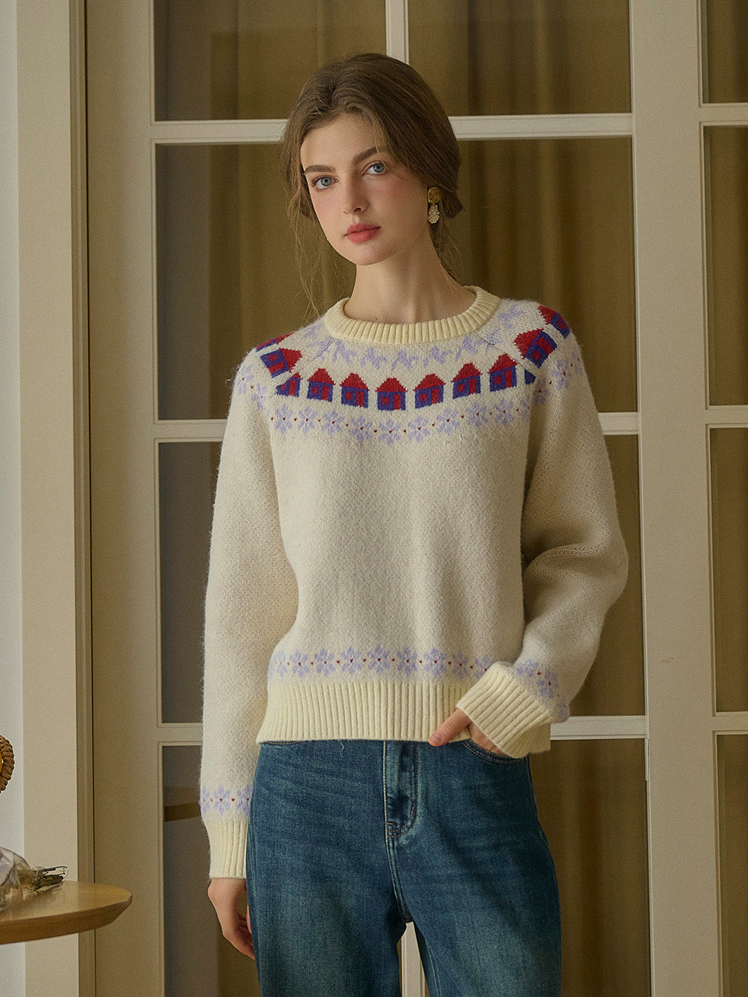 Xyla Fair Isle Round Neck Knit Sweater