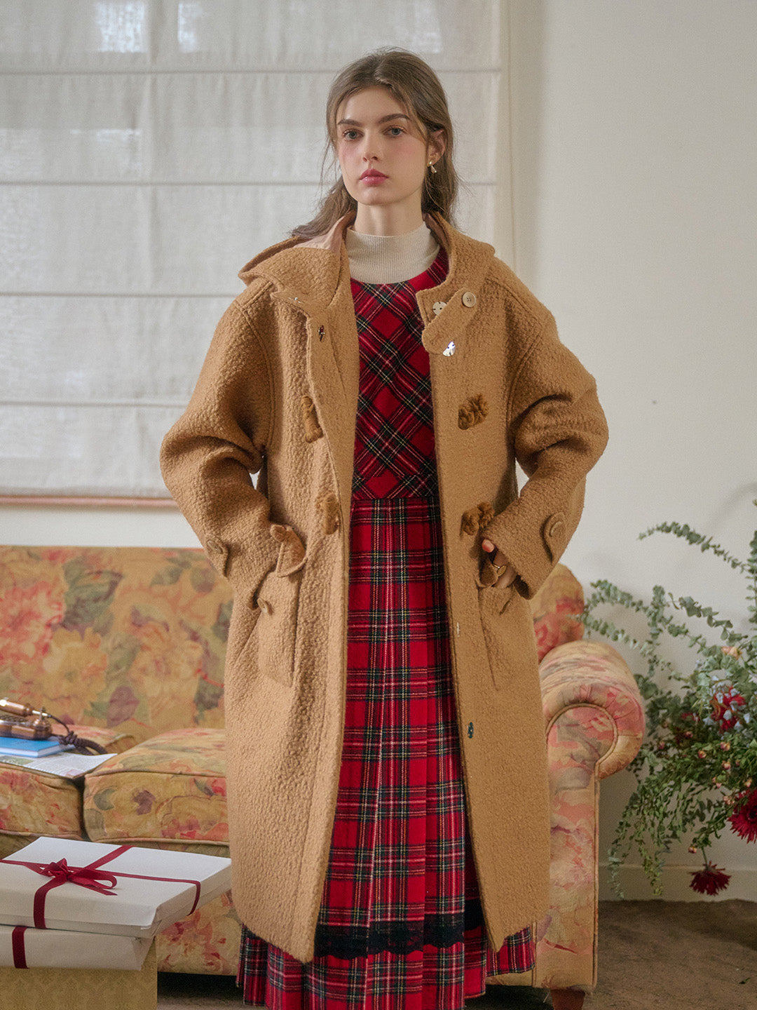 Trixie Vintage Inspired Button Long Wool Coat