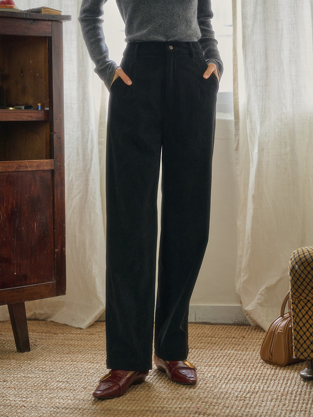 Sienna Simple Corduroy Straight Trousers