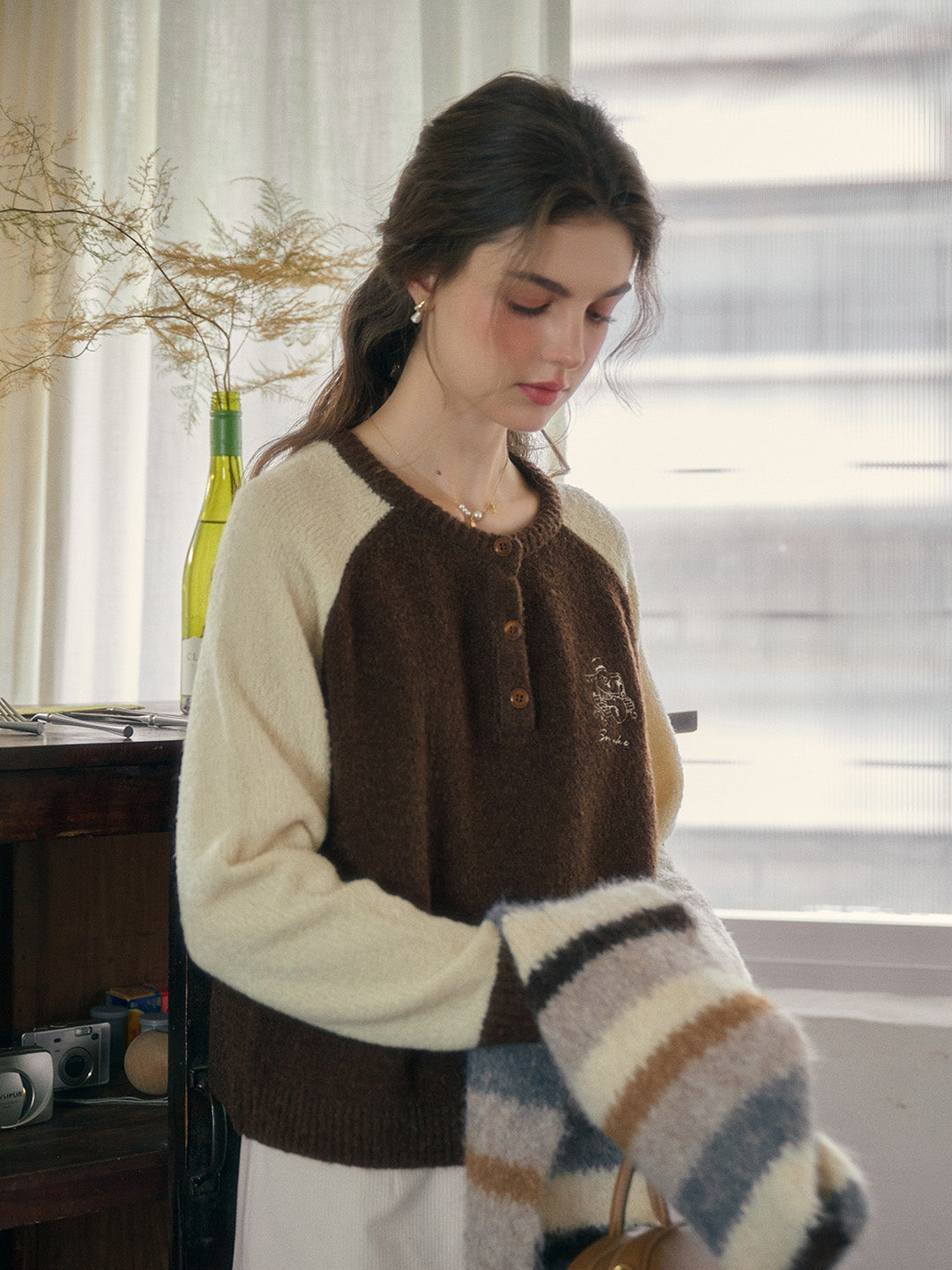 Juno Round Neck Raglan Sleeve Wool Sweater