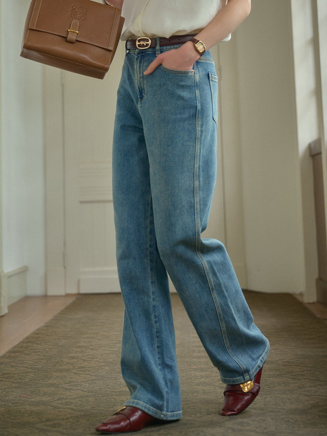 Callie Mid-Rise Straight Jeans