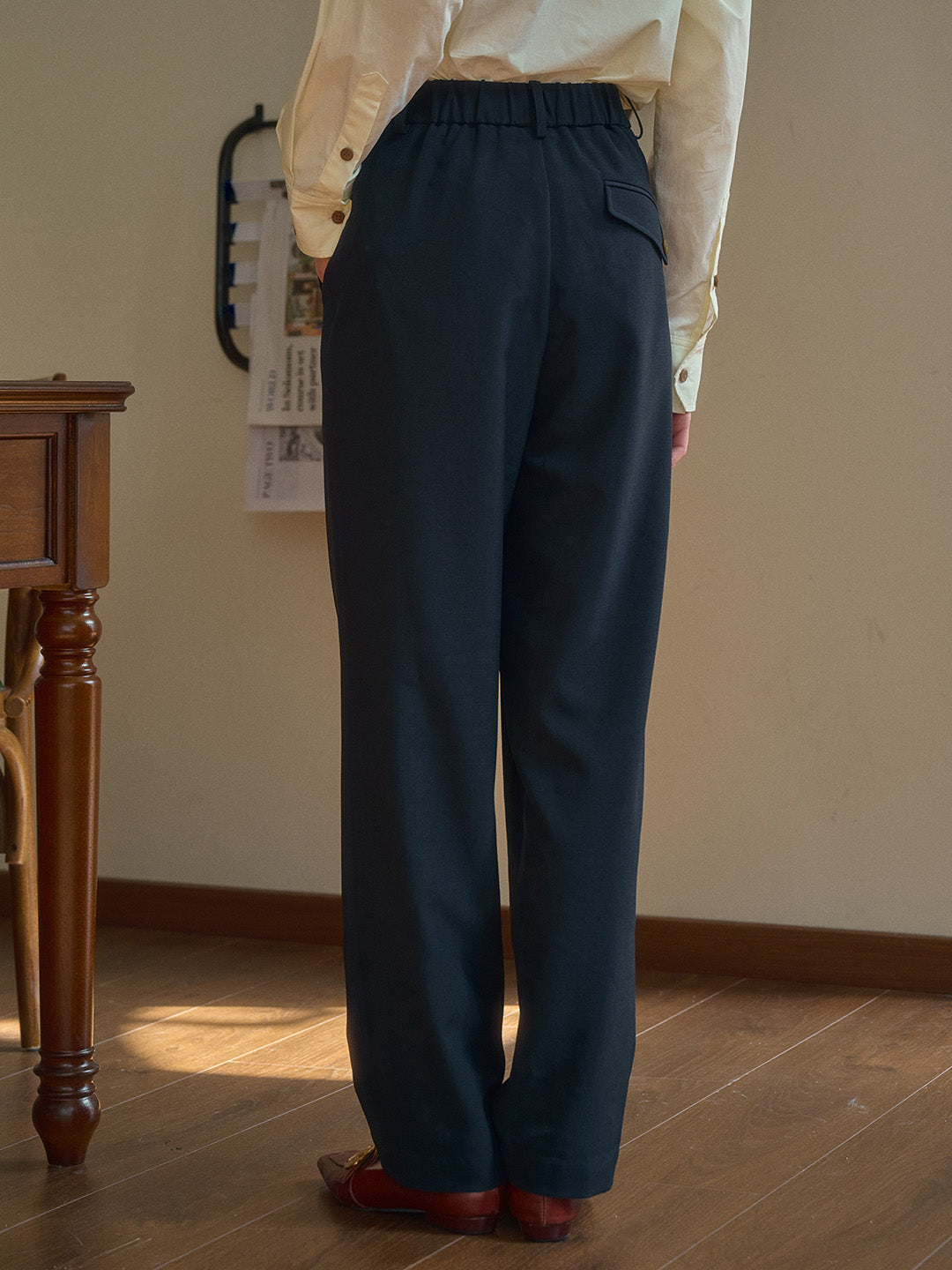 Ivory Black Straight Suit Trousers