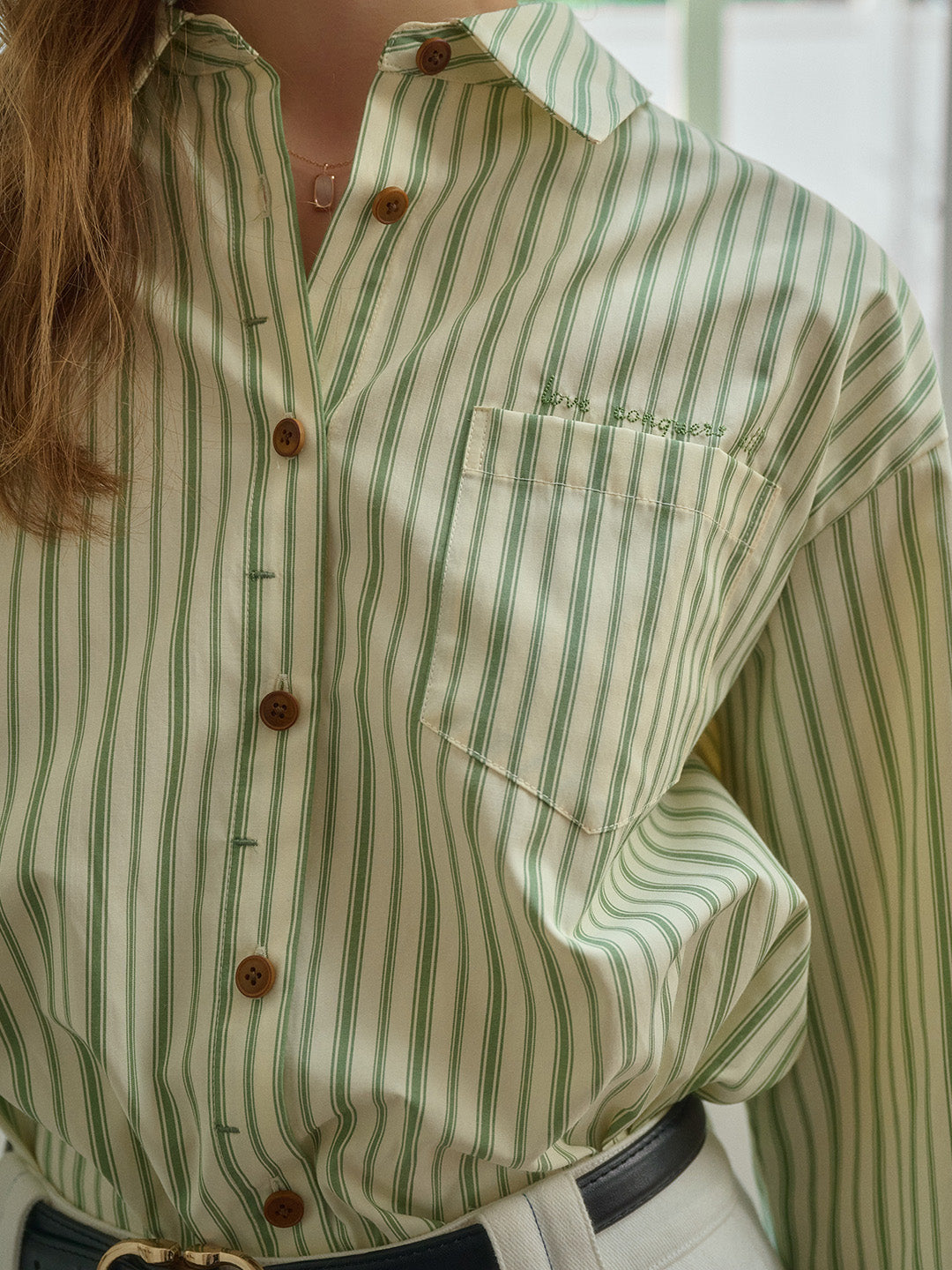 Luna Lapel Vertical Lines Pocket Shirt