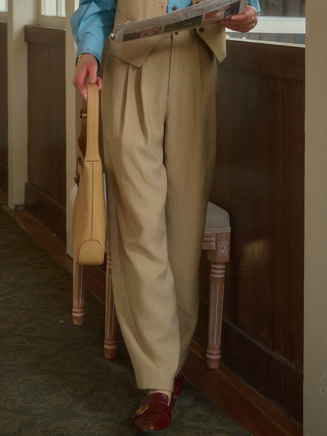 Karina Khaki Linen Trousers