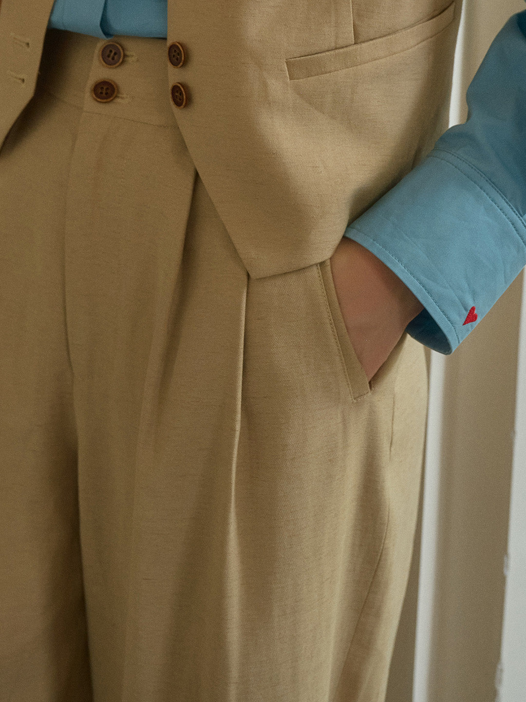 Karina Khaki Linen Trousers