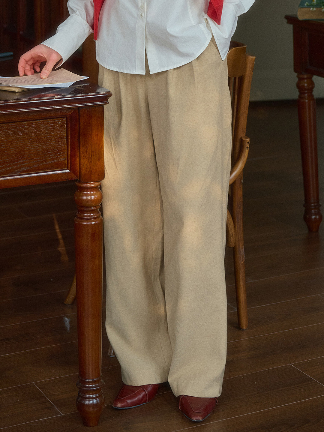 Karina Khaki Linen Trousers