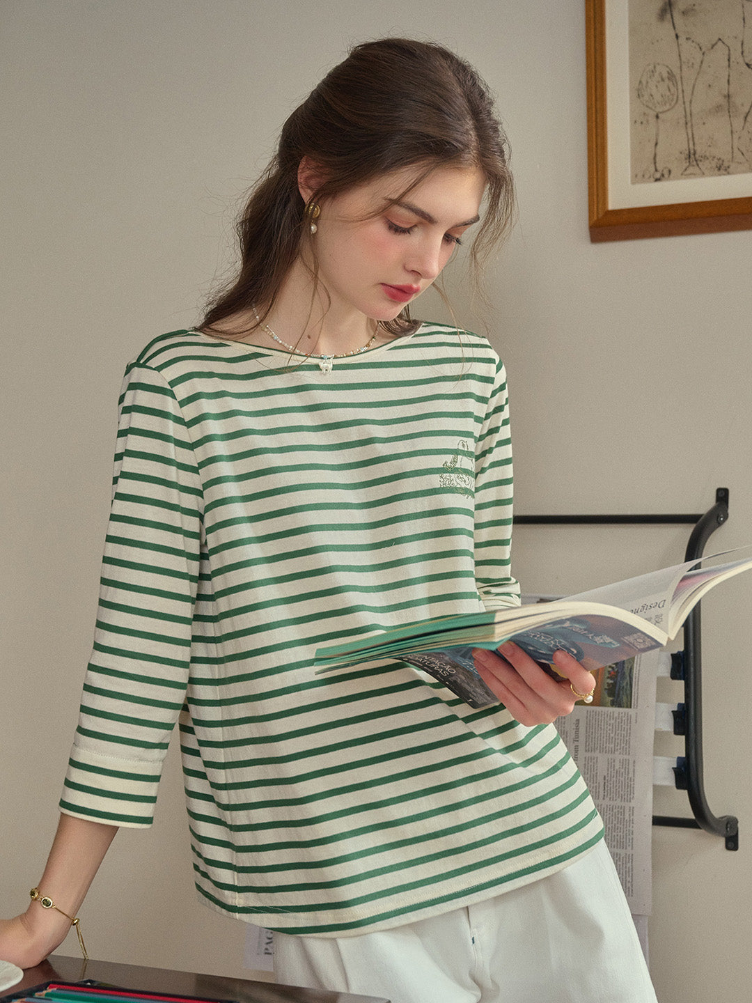 Aika Round Neck Striped 100% Cotton Top