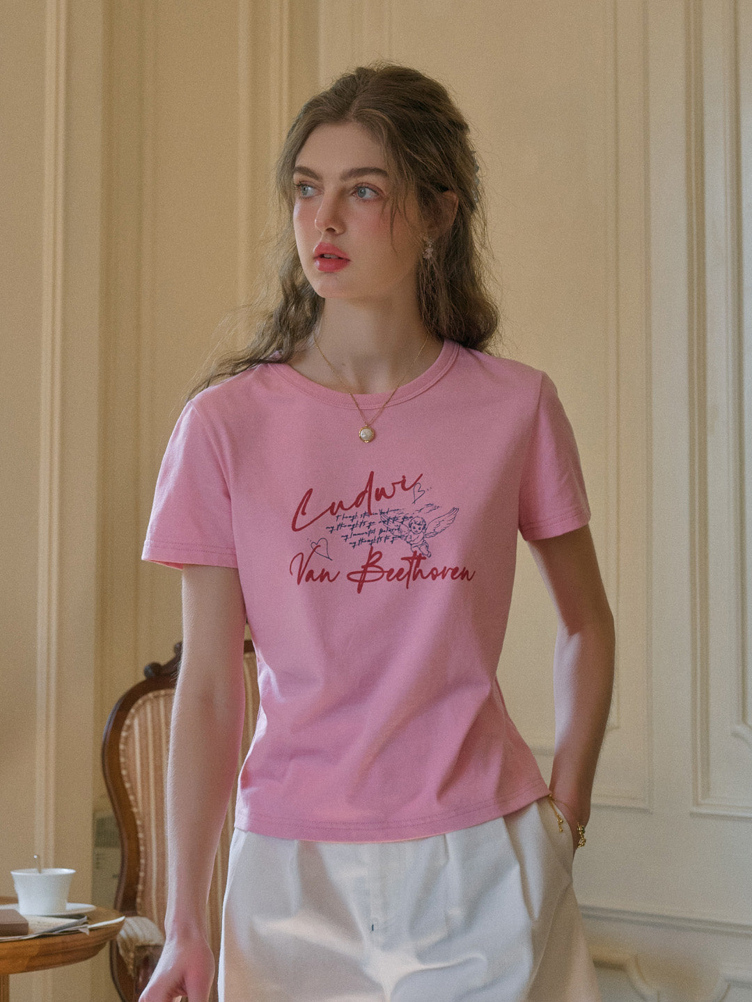 Greta Round Neck Cupid Cotton T-shirt