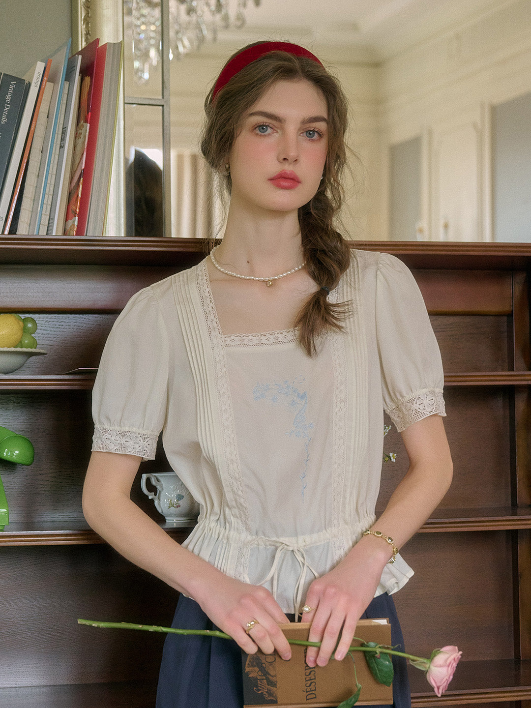 Celeste Square Neck French Embroidery Top