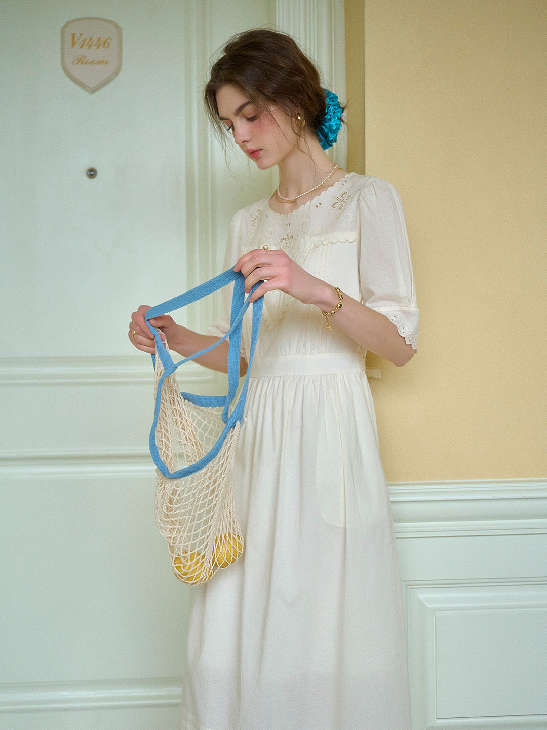 Evie Round Neck Embroidery Dress