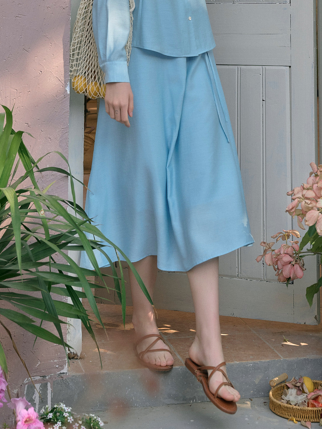 Zariah Skin-Friendly Wool Skirt- Blue