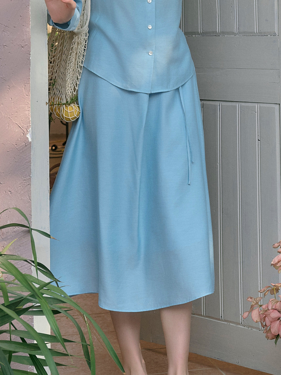 Zariah Skin-Friendly Wool Skirt- Blue