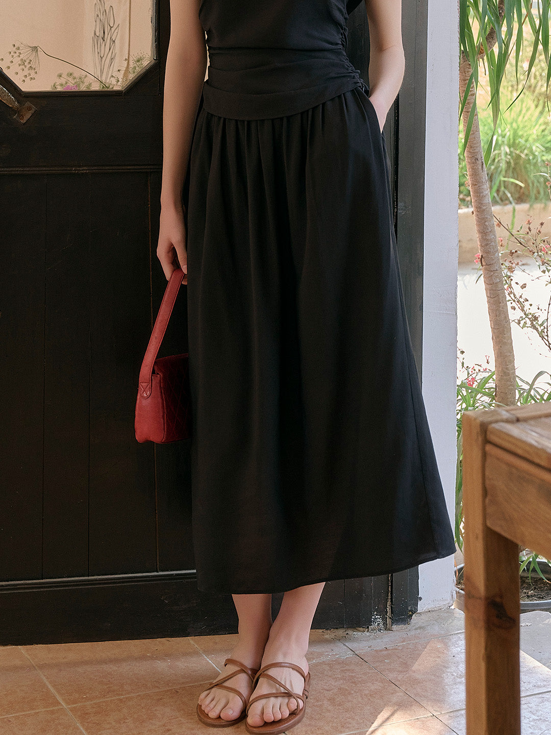 Annabelle Simple Black Wool Skirt